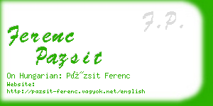 ferenc pazsit business card